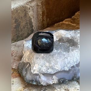 Huge Black Agate Tigerโs Eye Stone Ring